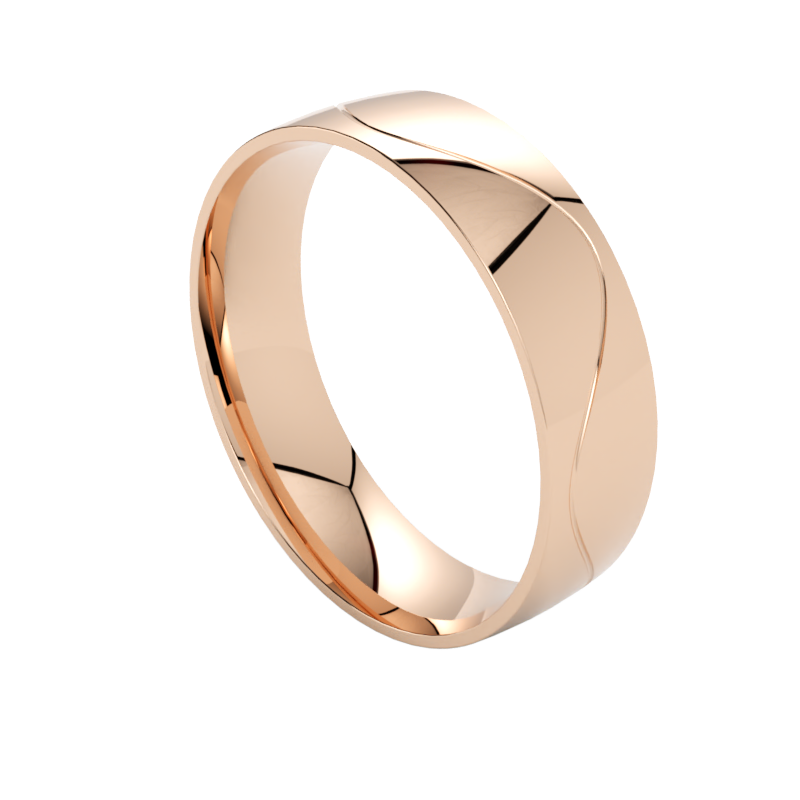 złote obrączki ślubne półokrągłe z falą w różowym złocie